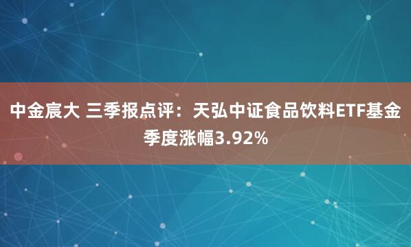 中金宸大 三季报点评：天弘中证食品饮料ETF基金季度涨幅3.92%