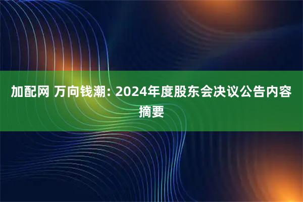 加配网 万向钱潮: 2024年度股东会决议公告内容摘要