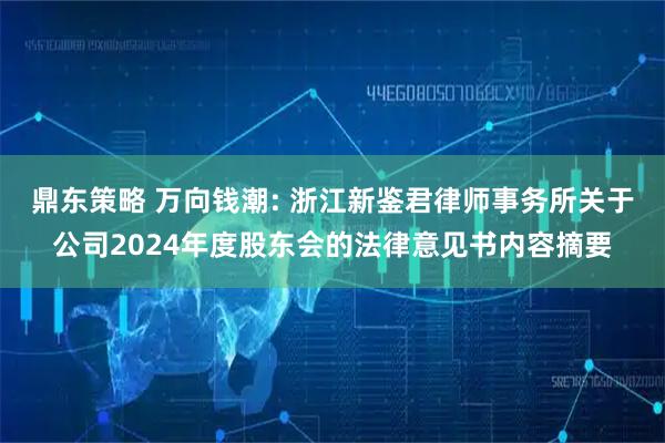 鼎东策略 万向钱潮: 浙江新鉴君律师事务所关于公司2024年度股东会的法律意见书内容摘要