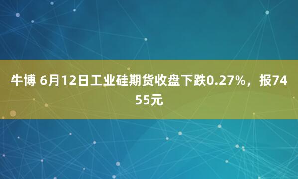 牛博 6月12日工业硅期货收盘下跌0.27%，报7455元