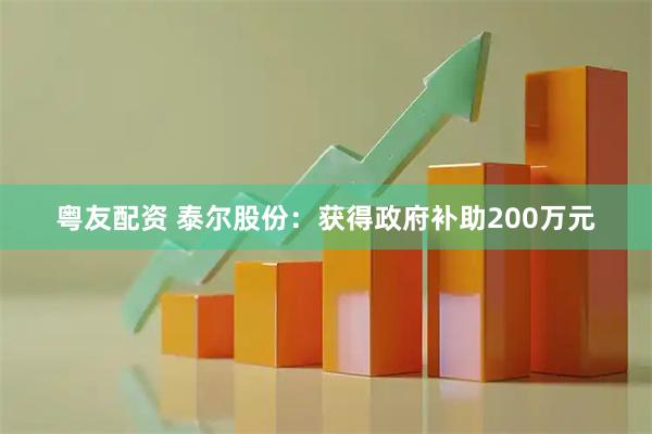 粤友配资 泰尔股份：获得政府补助200万元